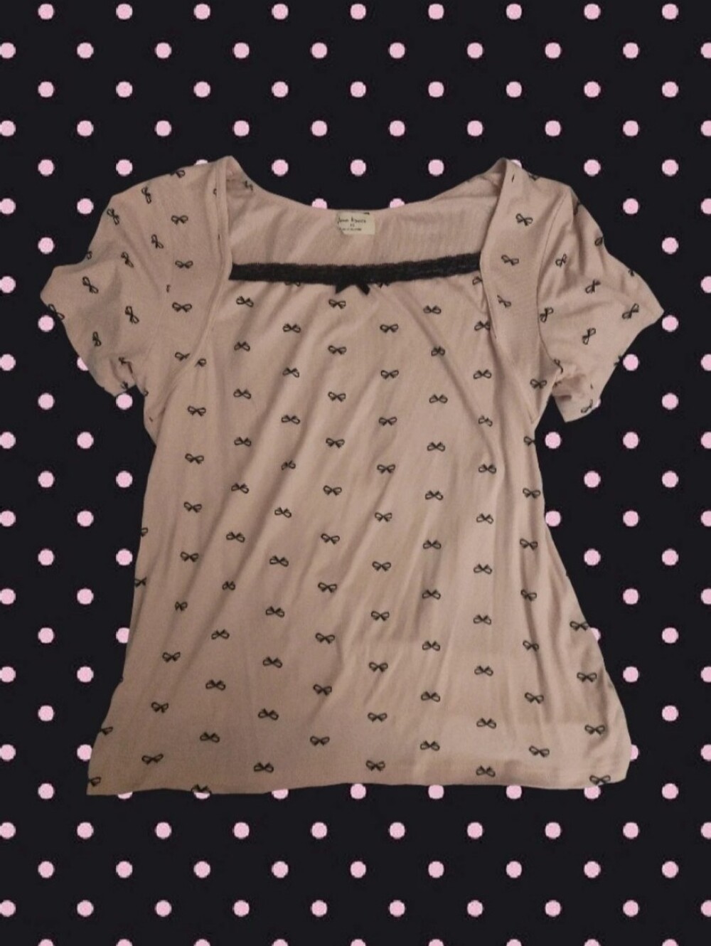 Croquette Pink Bow-Print Scoop Neck Top
